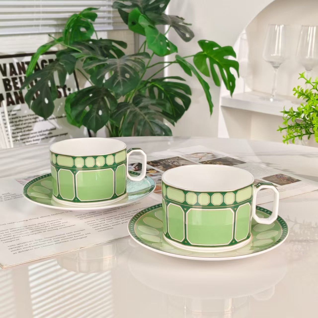 Swarovski tea set of two cups - Swarovski Cups | Aleppo Gift UAE